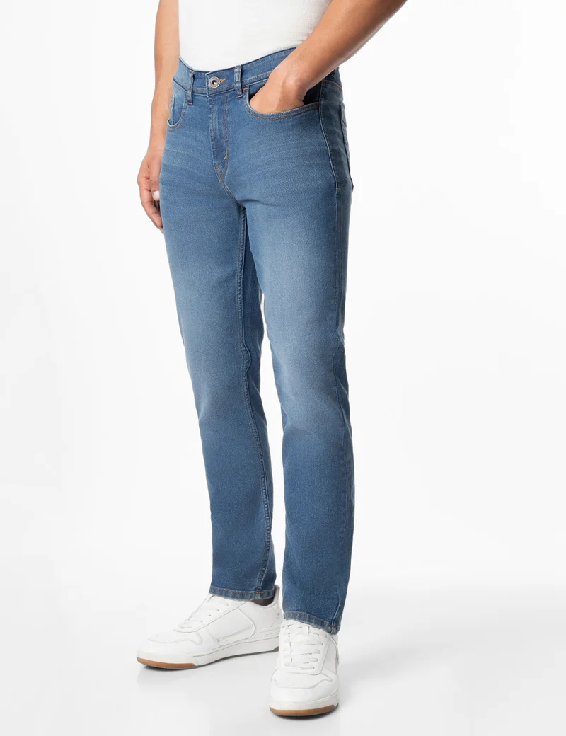 inkd INDIGO-Azure Nile Men's Regular Fit Jeans - Mid-Rise | Cotton Blend | Lightweight | Classic 5 Pocket Styling for Men | Best Price UAE